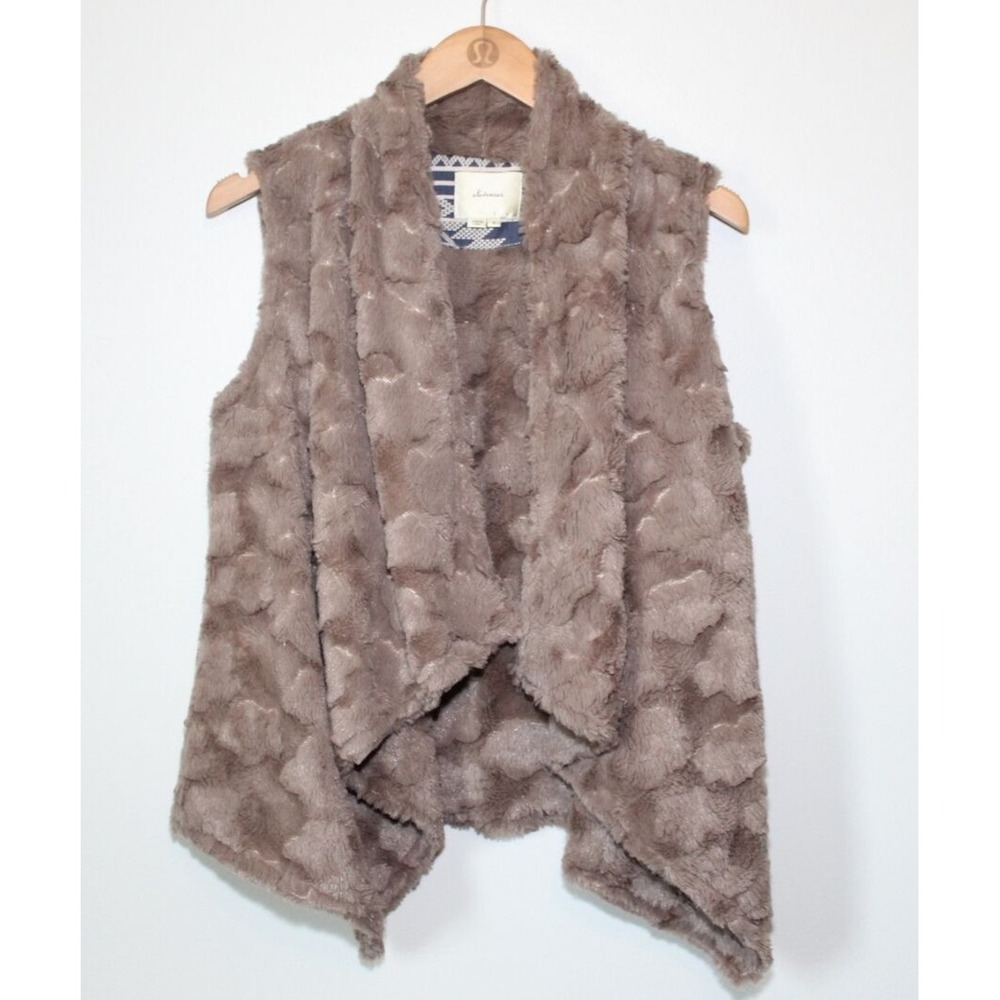 Elevenes x Anthropologie Pelage Faux Fur Open Front Vest Brown Anthro Small - Picture 2 of 12